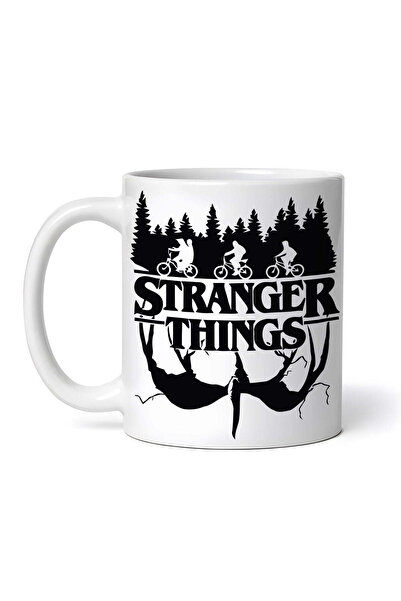 OEM Cană albă personalizată, Stranger Things Cicliști în pădure, Inovatix®. 330 ml
