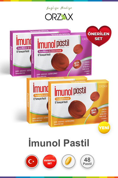 Orzax Beta Glukan Kara Mürver 12 Pastil 2 Adet & Pastil Portakal Aromalı 12 P...