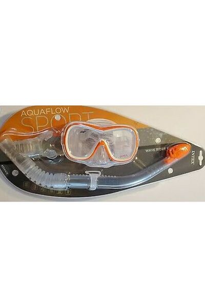 Intex Wave Rider Snorkel Mask & Flippers Adults Diving Snorkelling Set Assorted Color May Vary 358grams