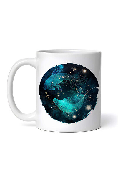 OEM Εξατομικευμένη Λευκή Κούπα, Ζώδιο για Ιχθύες, Inovatix®. 330ml