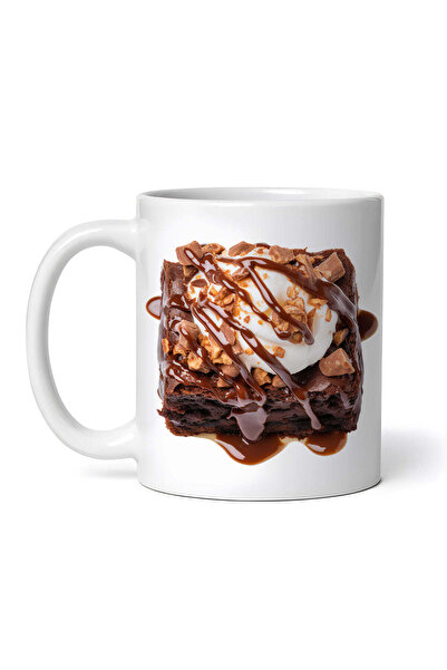 OEM Cană albă personalizată, tort brownie cu ciocolată, INOVATIX®. 330ml