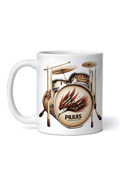 OEM Cană albă personalizată, set de tobe clasice, Inovatix®. 330 ml