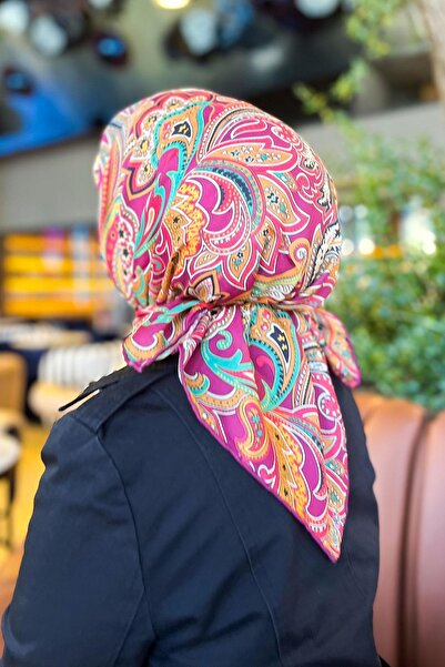 Sultan Eşarp Sultan puha pamut sál - retro mintás - SSE0238-21 - zöld, bordó, narancs