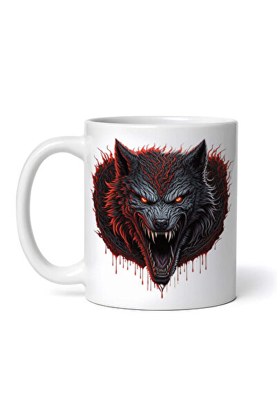 OEM Cană albă personalizată, Hungry Wolf, INOVATIX®. 330ml