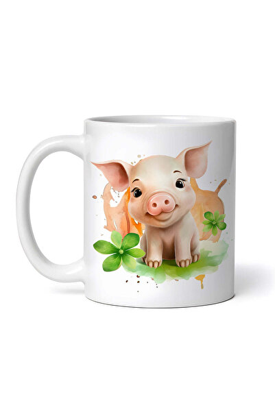 OEM Cană albă personalizată, Porcul curios, INOVATIX®. 330 ml
