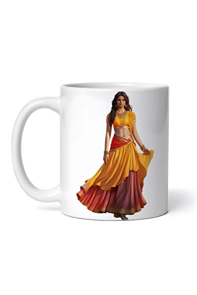 OEM Εξατομικευμένη λευκή κούπα, Κίτρινο Ινδικό φόρεμα, INOVATIX®. 330ml