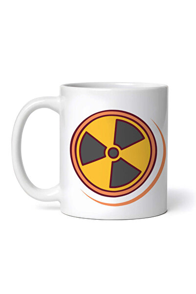 OEM Cană albă personalizată, simbol radiații nucleare, INOVATIX®. 330ml