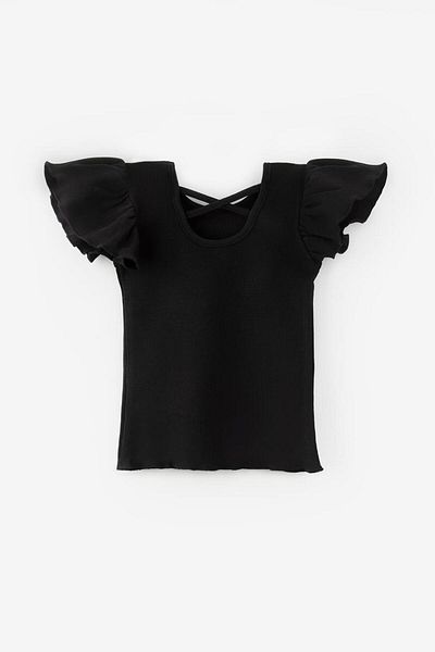 Le Mabelle Black Girl's T-Shirt with Cross Back - Julie