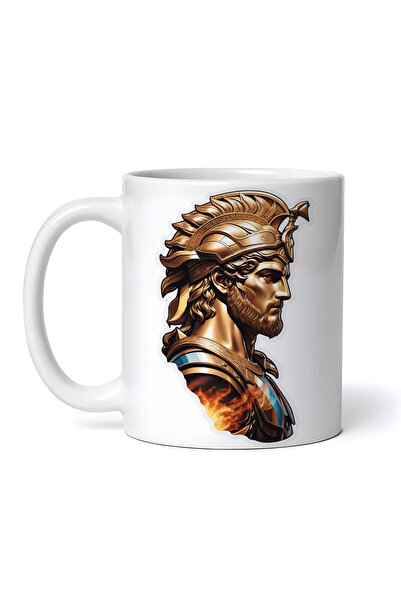OEM Cană albă personalizată, profilul zeului grec Ahile, INOVATIX®. 330ml