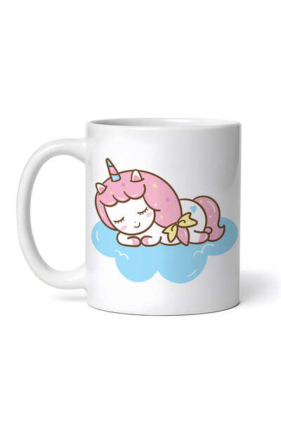 OEM Cană albă personalizată, Unicorn de Ziua Îndrăgostiților cu fundă în păr, INOVATIX®. 330ml