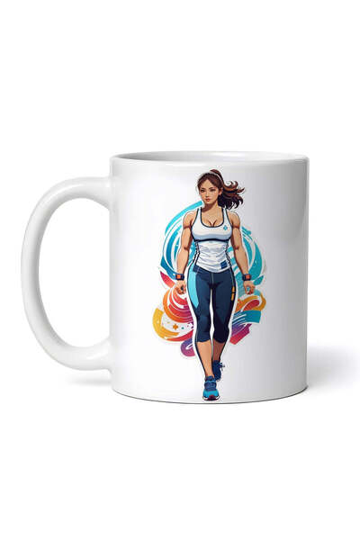 OEM Cană albă personalizată, Sportiva fitness, INOVATIX®. 330 ml