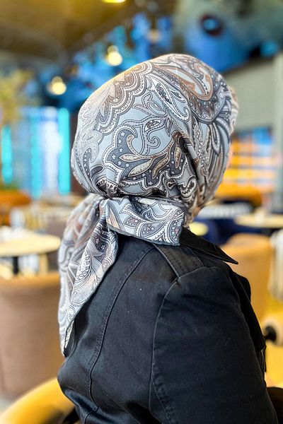 Sultan Eşarp Sultan Soft Cotton Scarf - Ρετρό μοτίβο - SSE0238-12 - Γκρι, Καφέ