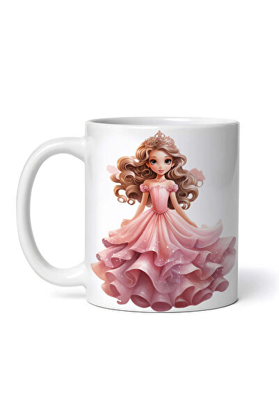 OEM Εξατομικευμένη λευκή κούπα, Πριγκίπισσα με ροζ φόρεμα, INOVATIX®. 330ml