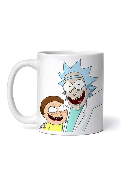 OEM Personalized white mug, Rick and Morty happy, INOVATIX®. 330ml