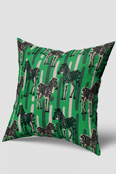 EsnafAli Πράσινο μαύρο μαξιλαροθήκη με σχέδιο ζέβρας