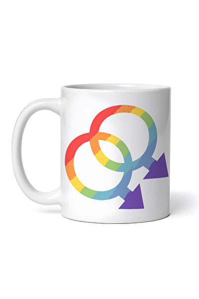 OEM Cană albă personalizată, simbol masculin non-binar, Inovatix®. 330 ml