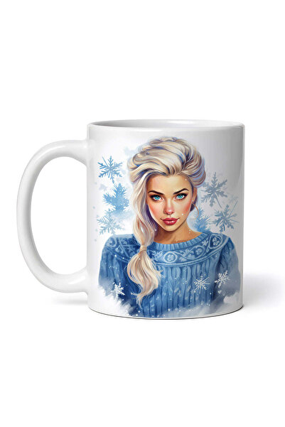 OEM Εξατομικευμένη λευκή κούπα, χειμερινό πουλόβερ Alexandra, INOVATIX®. 330ml