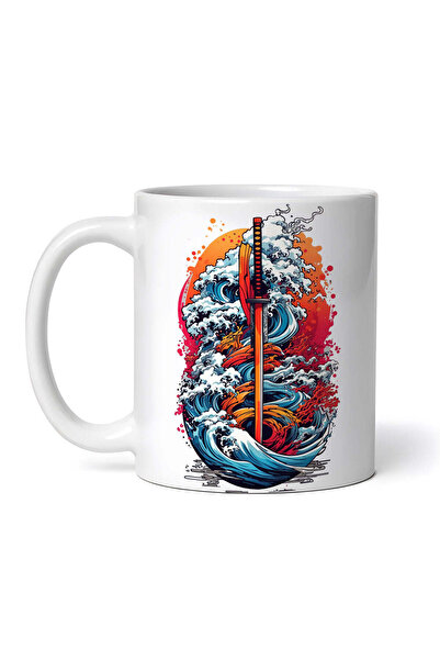 OEM Cană albă personalizată, sabie Katana, INOVATIX®. 330ml