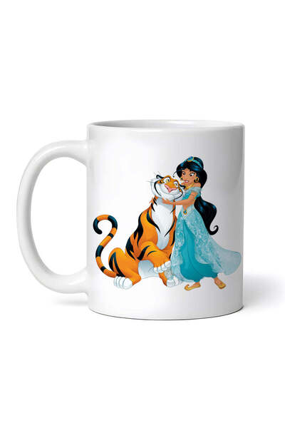 OEM Cană albă personalizată, Prințesa Jasmine și tigrul ei, INOVATIX®. 330ml