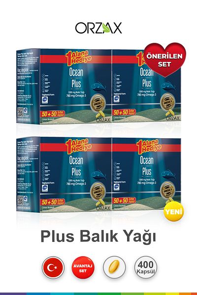 Orzax Ocean Plus Lemon Flavored Supplement 100 Capsules |   Economic Package (4 Pieces)