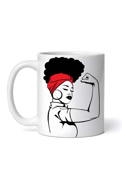 OEM Εξατομικευμένη Λευκή Κούπα, Δυνατή Μαύρη Γυναίκα, Inovatix®. 330 ml