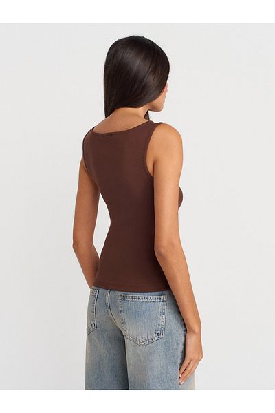 Dilvin 31589 Μαζευμένο Boat Neck Top-Ανοιχτό καφέ