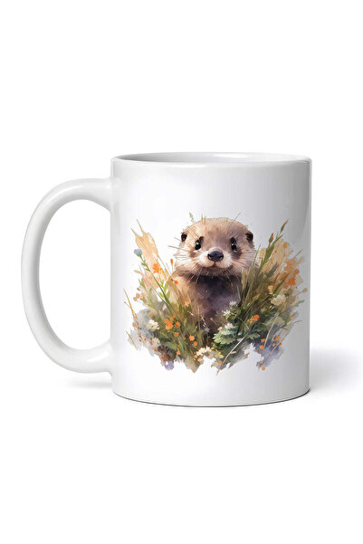 OEM Cană albă personalizată, pui de vidră pe câmp, INOVATIX®. 330ml