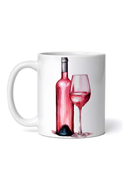 OEM Cană albă personalizată, sticlă goală și pahar de vin roșu, Inovatix®. 33...