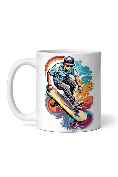 OEM Εξατομικευμένη Λευκή Κούπα, Skateboarder, Inovatix®. 330ml