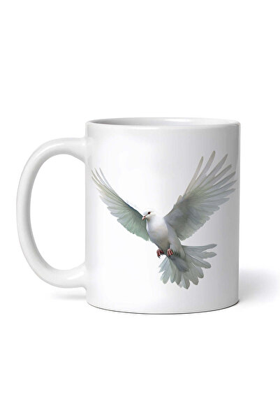 OEM Personalized white mug, White dove in flight, INOVATIX®. 330ml
