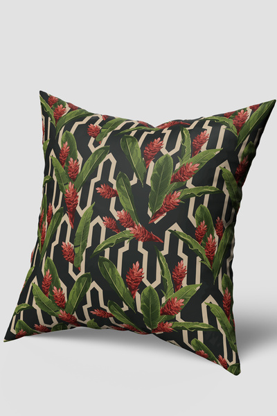 EsnafAli Husă de pernă tropicală cu model geometric bej negru