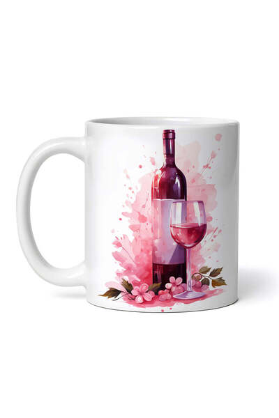 OEM Εξατομικευμένη λευκή κούπα, μπουκάλι κρασιού και ποτήρι κόκκινου κρασιού,...