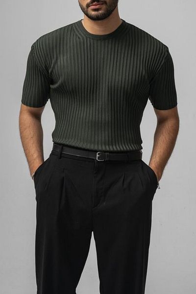 Tarz Cool Men's Khaki Lycra Loose Fit T-Shirt
