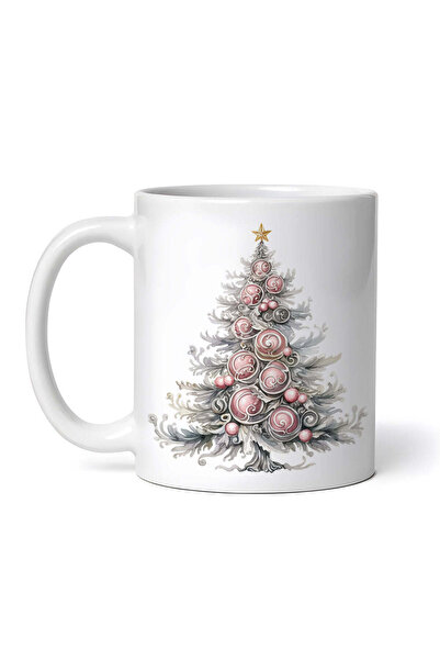 INOVATIX Personalized white mug, Silver Christmas tree, INOVATIX®. 330ml