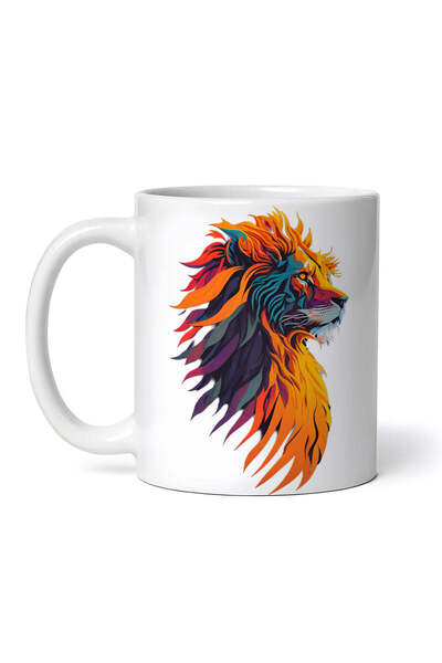 OEM Cană albă personalizată, Leu cu coamă zbârlită, Inovatix®. 330 ml