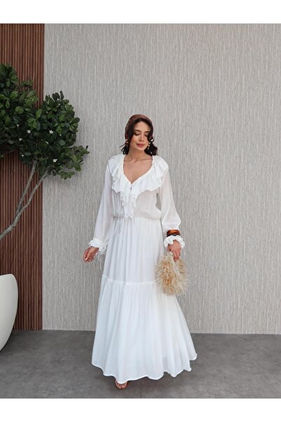 ESRAHELVACI Μπροστινό βολάν φόρεμα Voile