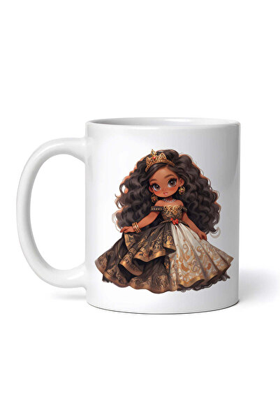 OEM Εξατομικευμένη λευκή κούπα, Πριγκίπισσα με καφέ φόρεμα, INOVATIX®. 330ml