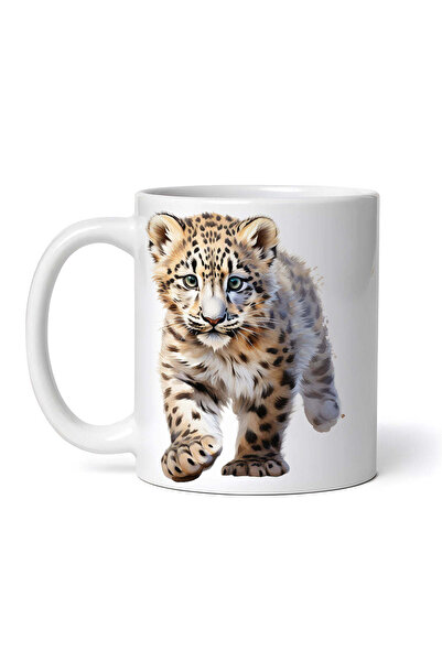 OEM Cană albă personalizată, pui de leopard alergător, INOVATIX®. 330ml