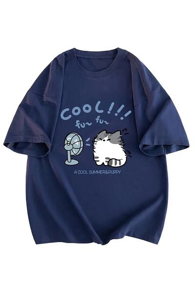 Touz Moda Cool Cat Printed Unisex Oversize T-Shirt