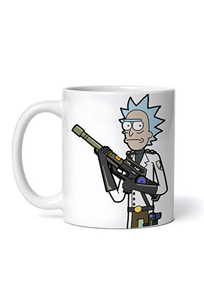 OEM Cană albă personalizată, Rick și Morty, Rick și mitraliera, INOVATIX®. 330ml