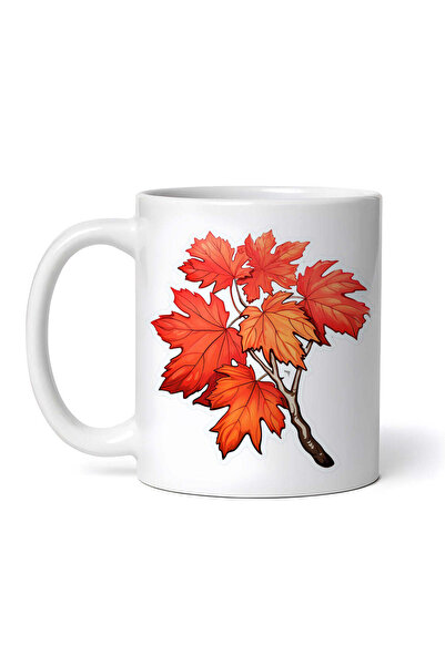 OEM Εξατομικευμένη λευκή κούπα, Φθινοπωρινό κλαδί, INOVATIX®. 330ml