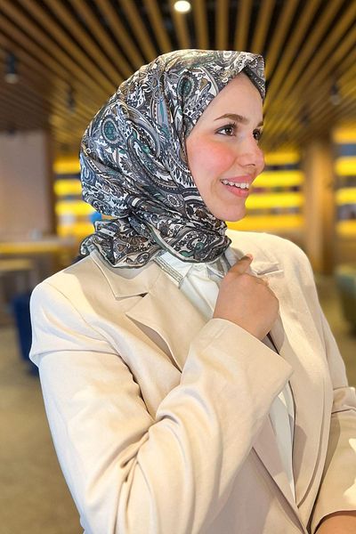 Sultan Eşarp Sultan Soft Cotton Scarf - Ethnic Pattern - SSE0237-13 - Πράσινο, Κρεμ, Μουσταρδί