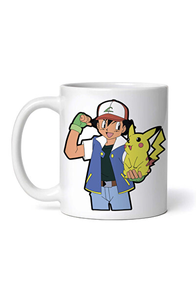 OEM Cană albă personalizată, Pokemon Pikachu și Ash, INOVATIX®. 330 ml