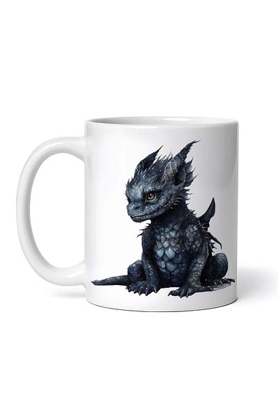 OEM Cană albă personalizată, Pui de Dragon Albastru, INOVATIX®. 330ml