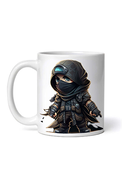 OEM Cană albă personalizată, războinic ninja cu cască, INOVATIX®. 330ml