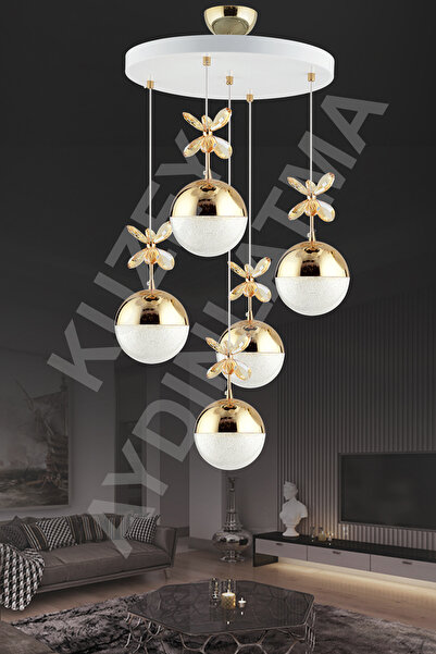 KUZEY AYDINLATMA Efna 5 Li Beyaza Gold Kumandalı 3 Renkli Ledli Aydınlatma