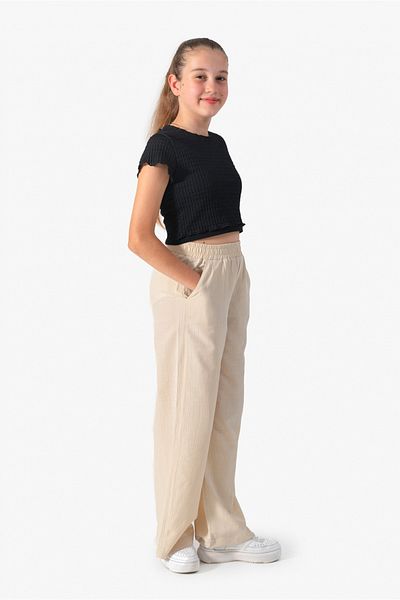 DMB BOYS & GIRLS Girl's Summer Cotton Trousers with Elastic Waist