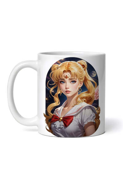 OEM Cană albă personalizată, Sailor Moon cu fundă, INOVATIX®. 330ml