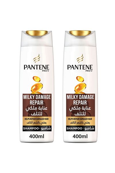 Pantene Pro-V Milky Damage Repair Shampoo 2x400ml – Nourishes, Repairs & Strengthens Damaged Hair