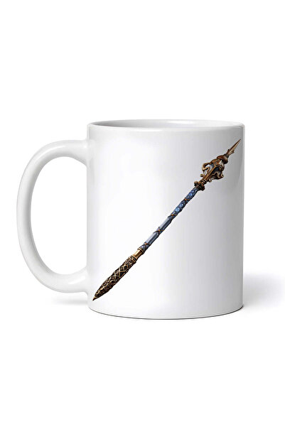 OEM Cană albă personalizată, Sceptru cu pietre albastre, INOVATIX®. 330ml